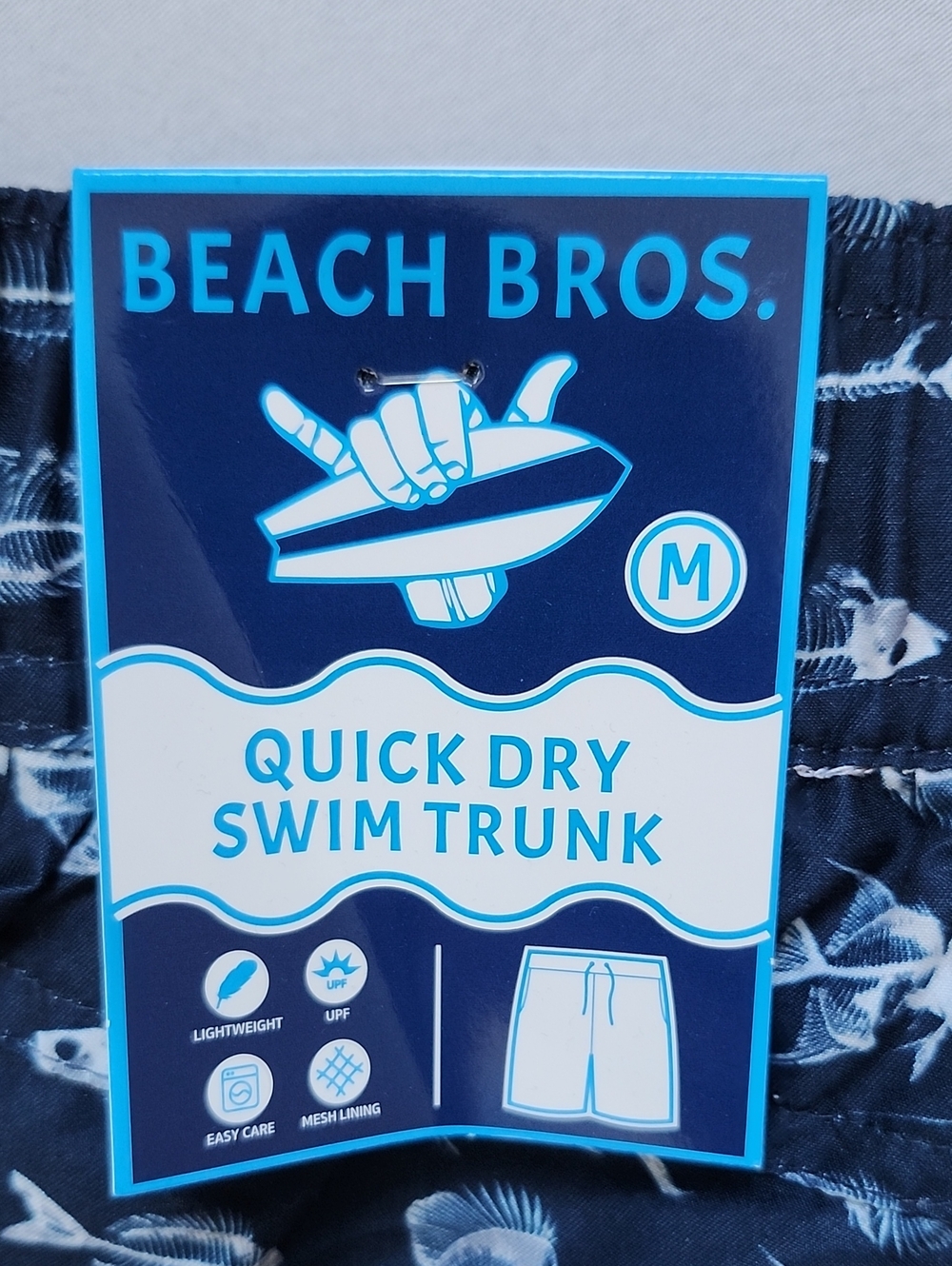NWT Beach Bros Men's Black Fish Skeletons Print Swim Trunks Size Medium - Picture 6 of 12